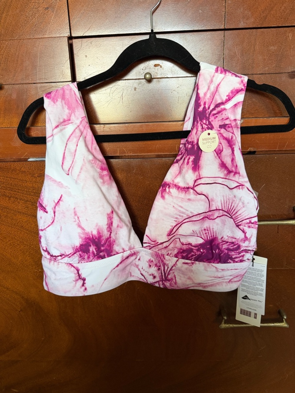 CALIA by Carrie Underwood Pink and White Tie-Dye Bikini Top